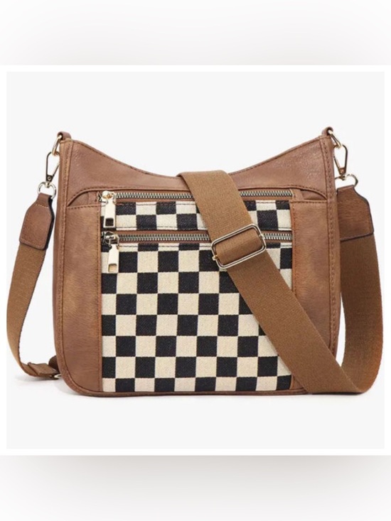 Skull & Arrow Shop Handbags - Chestnut Checkered Vegan Leather Bag